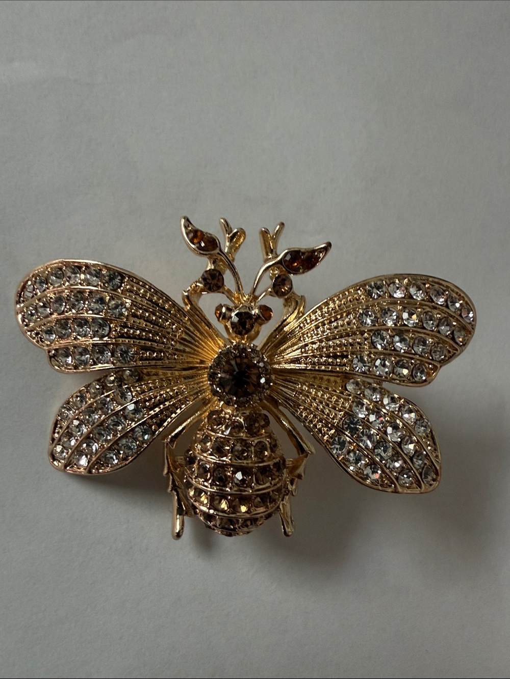 Gold Crystal Bee Brooch - Women's Jewelry